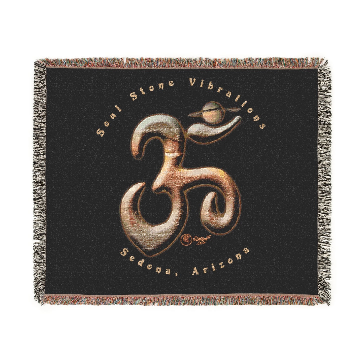 Saturn Planetary Om Woven Blanket