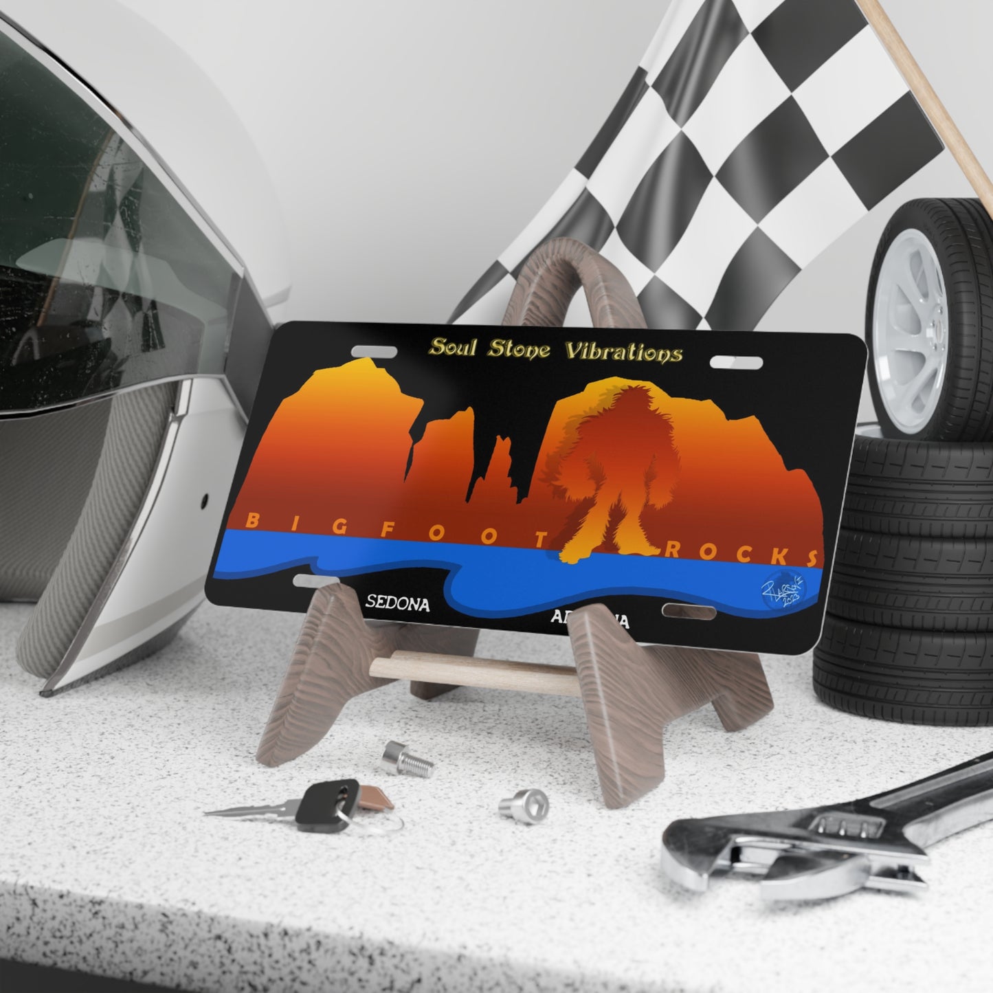 Bigfoot Rocks gradient shadow vehicle Vanity Plate