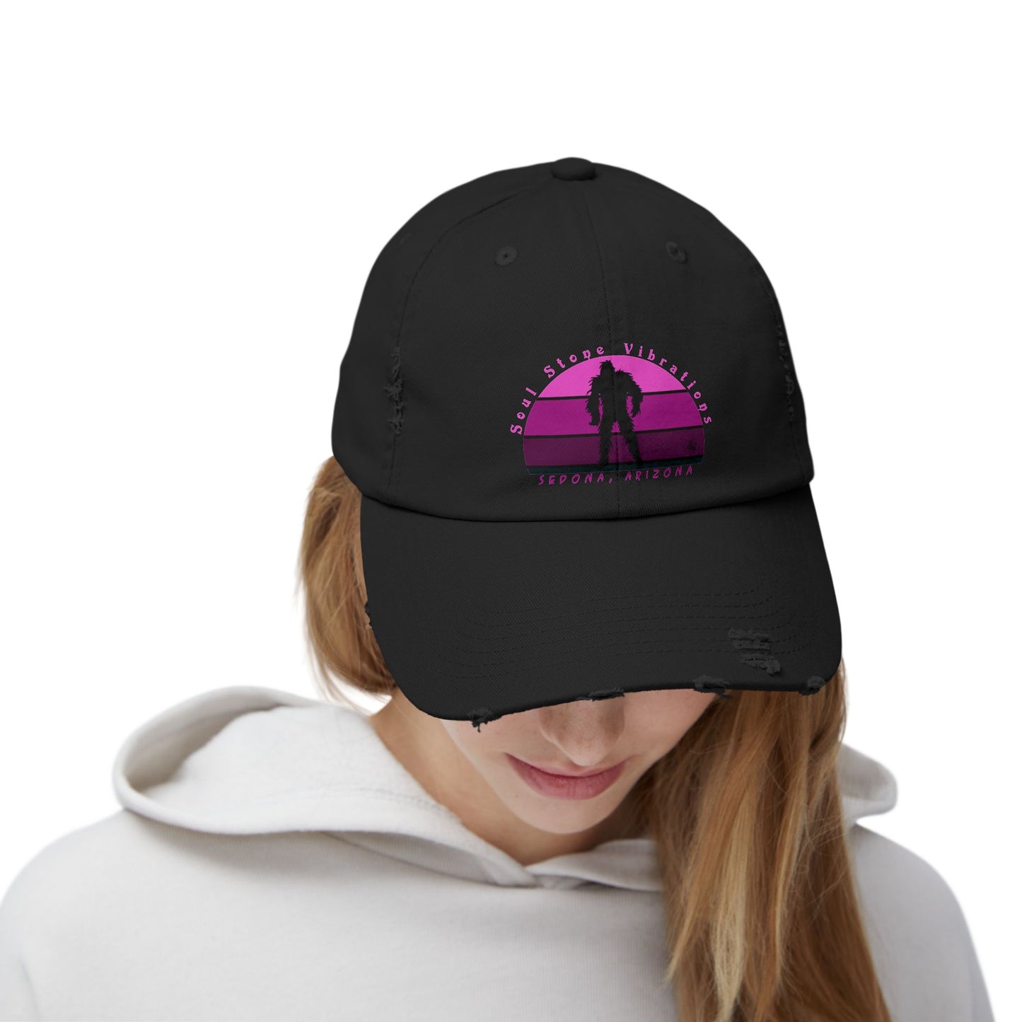 Bigfoot Magenta Unisex Distressed Cap