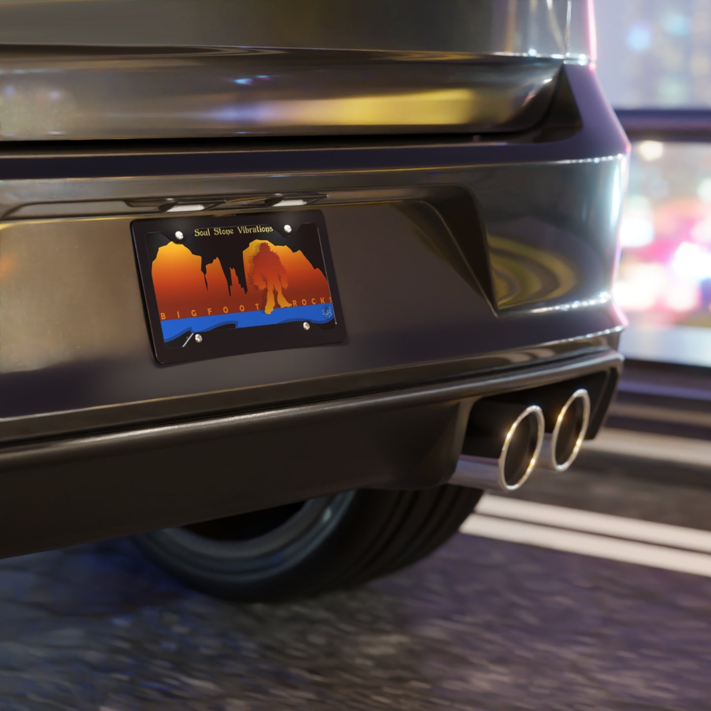 Bigfoot Rocks gradient shadow vehicle Vanity Plate