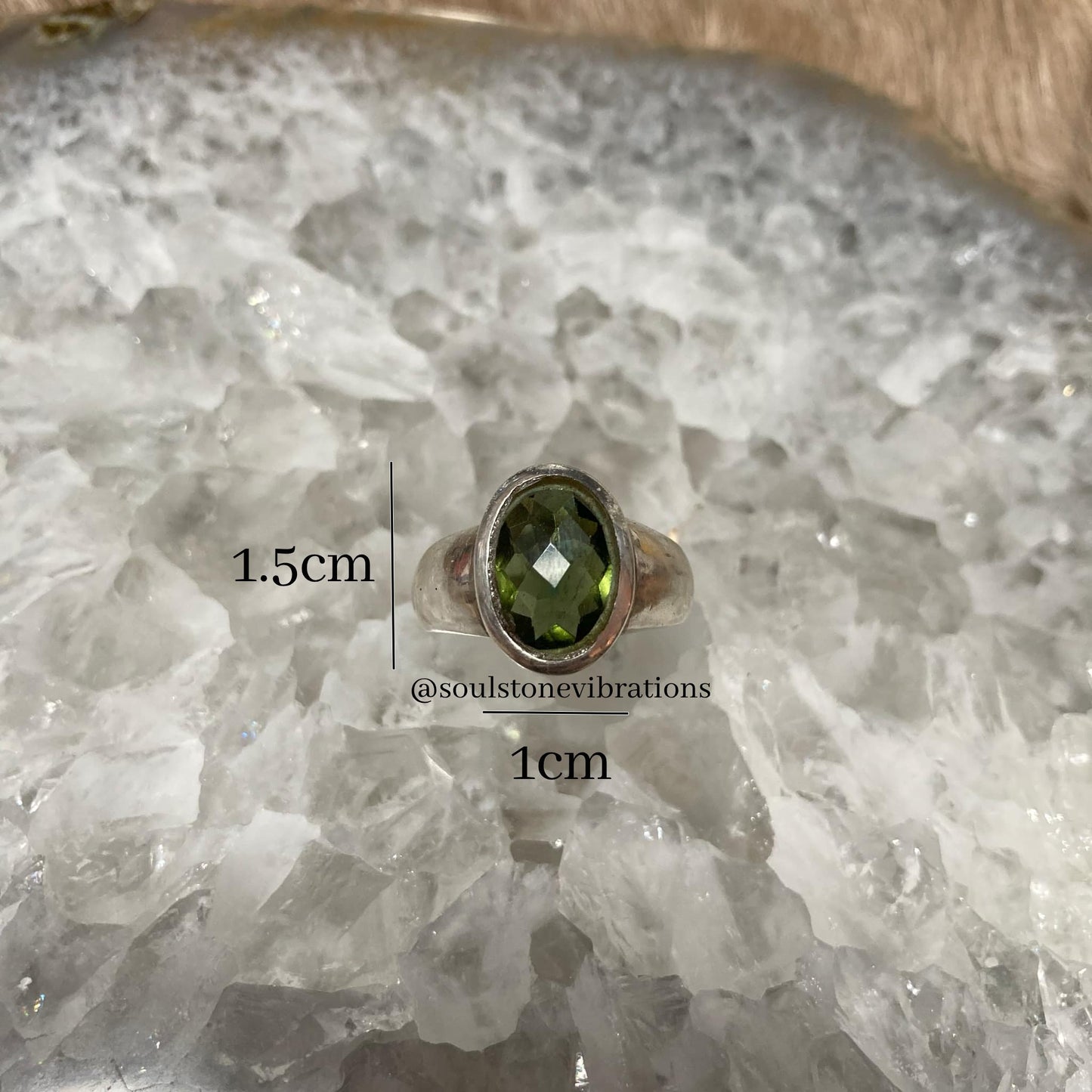 Used (Like new) - Moldavite Large Faceted Ring