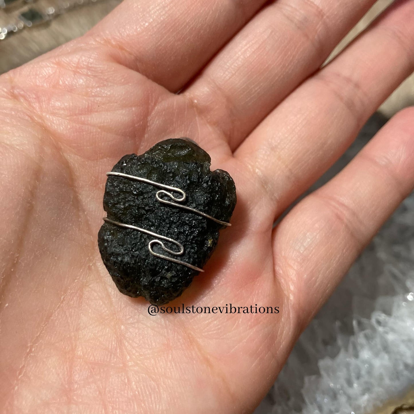 Used (Like New) - Moldavite Wire Wrapped Pendant