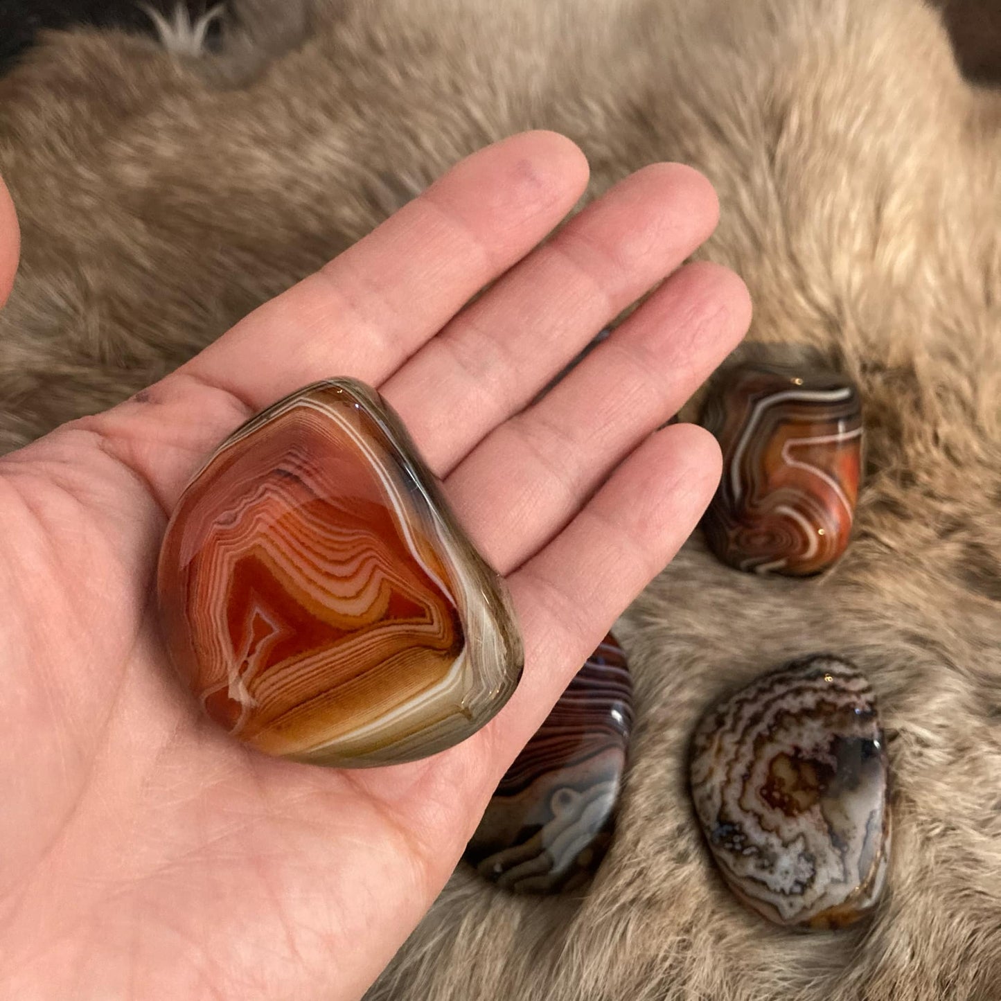 Silk Banded Agate Small Palm Stones