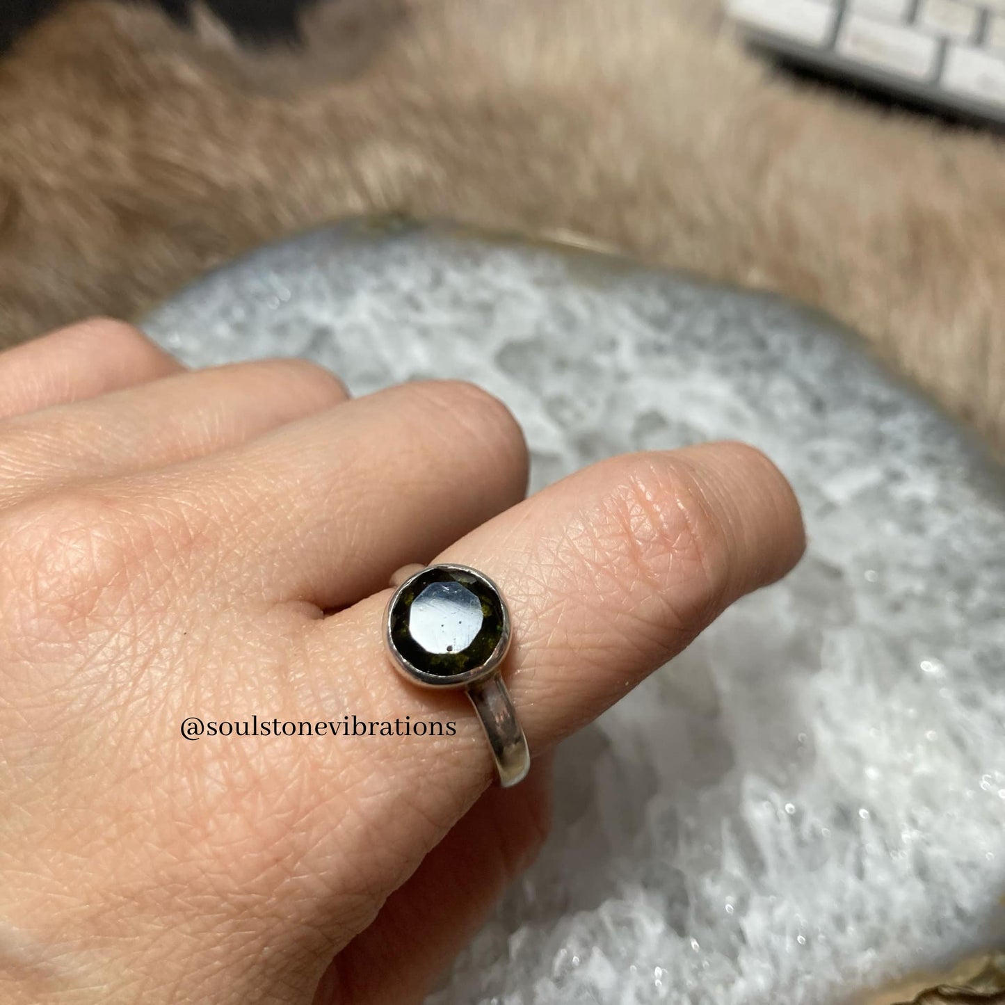 Used (Like new) - Moldavite Small Faceted Ring