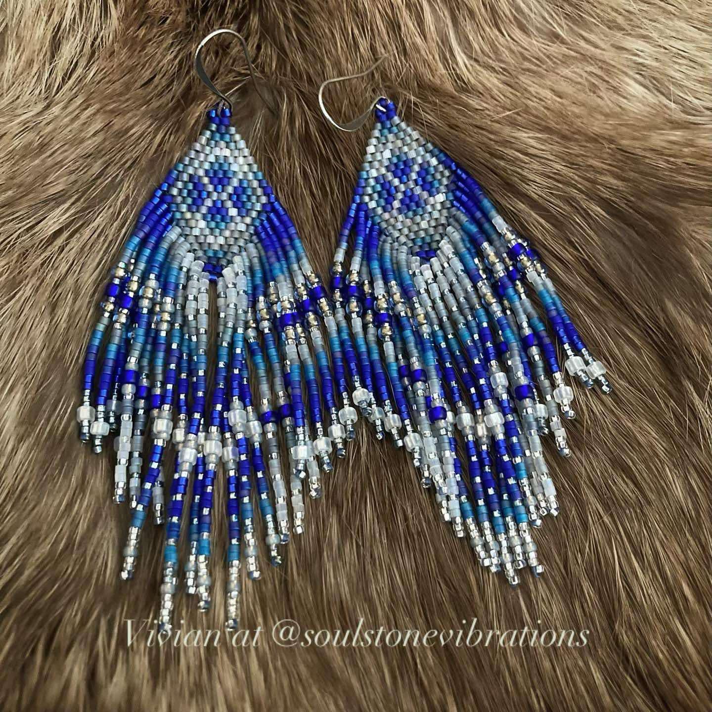 Blue Portal Beaded Earrings