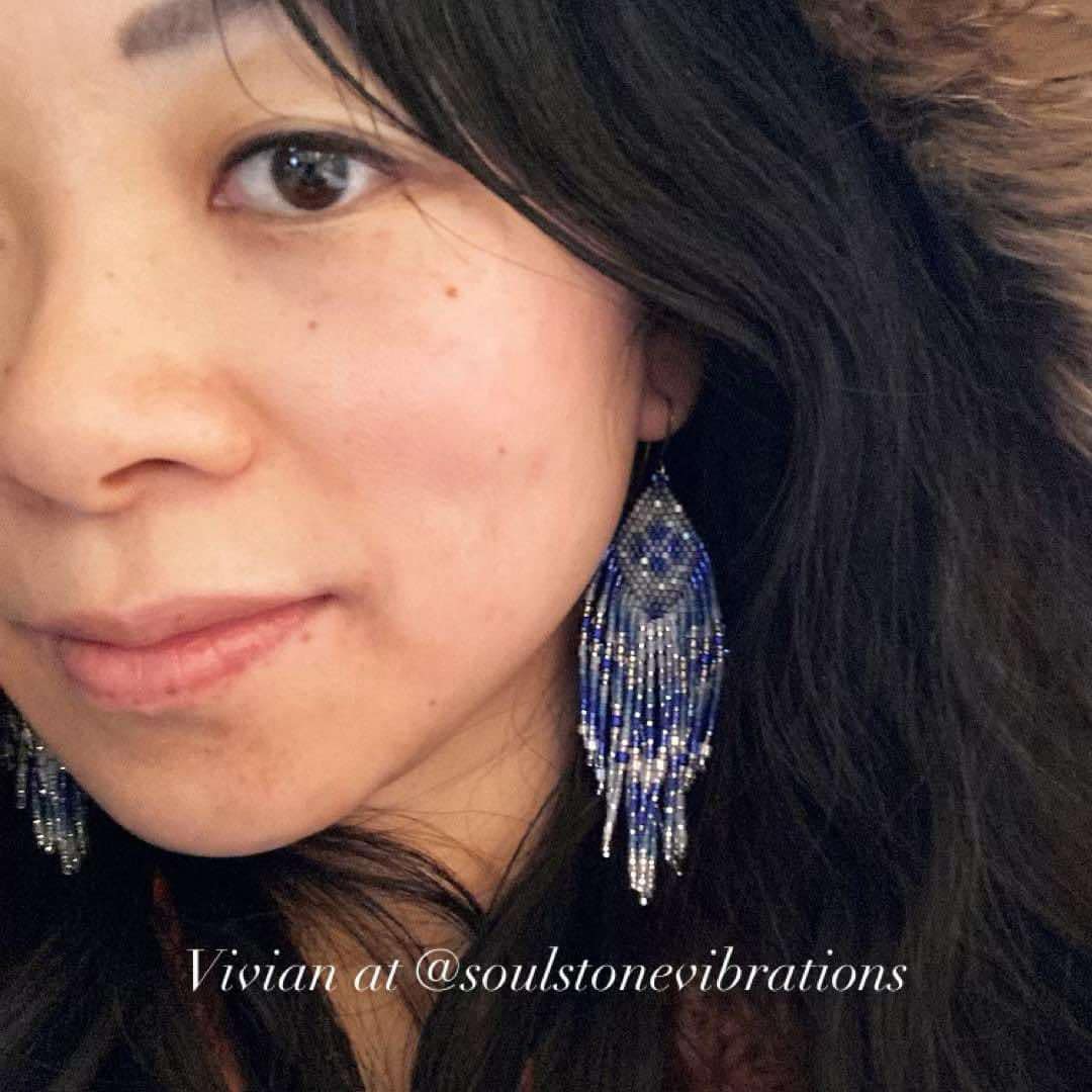 Blue Portal Beaded Earrings