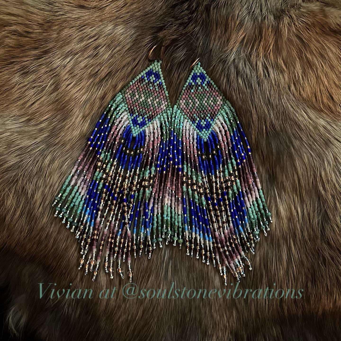 The Blue Phoenix Beaded Earrings