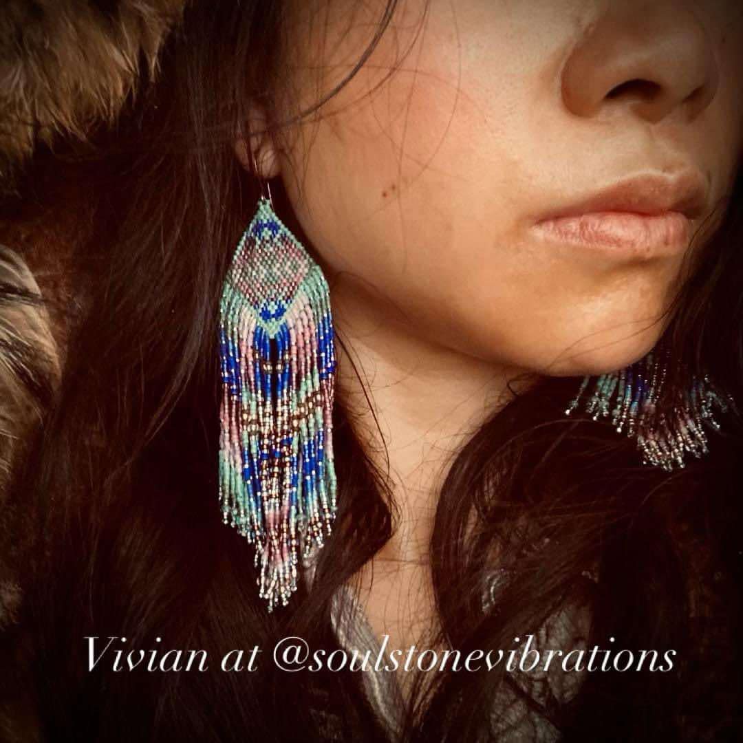 The Blue Phoenix Beaded Earrings