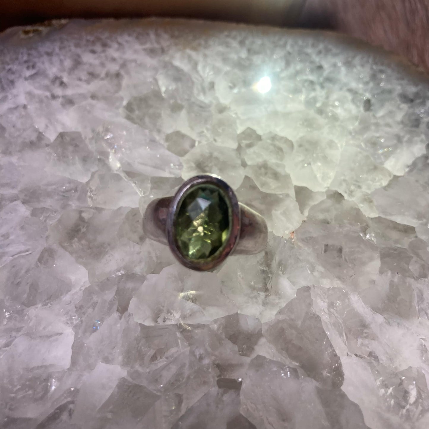Used (Like new) - Moldavite Large Faceted Ring