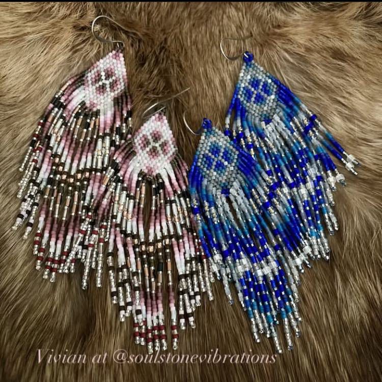 Blue Portal Beaded Earrings