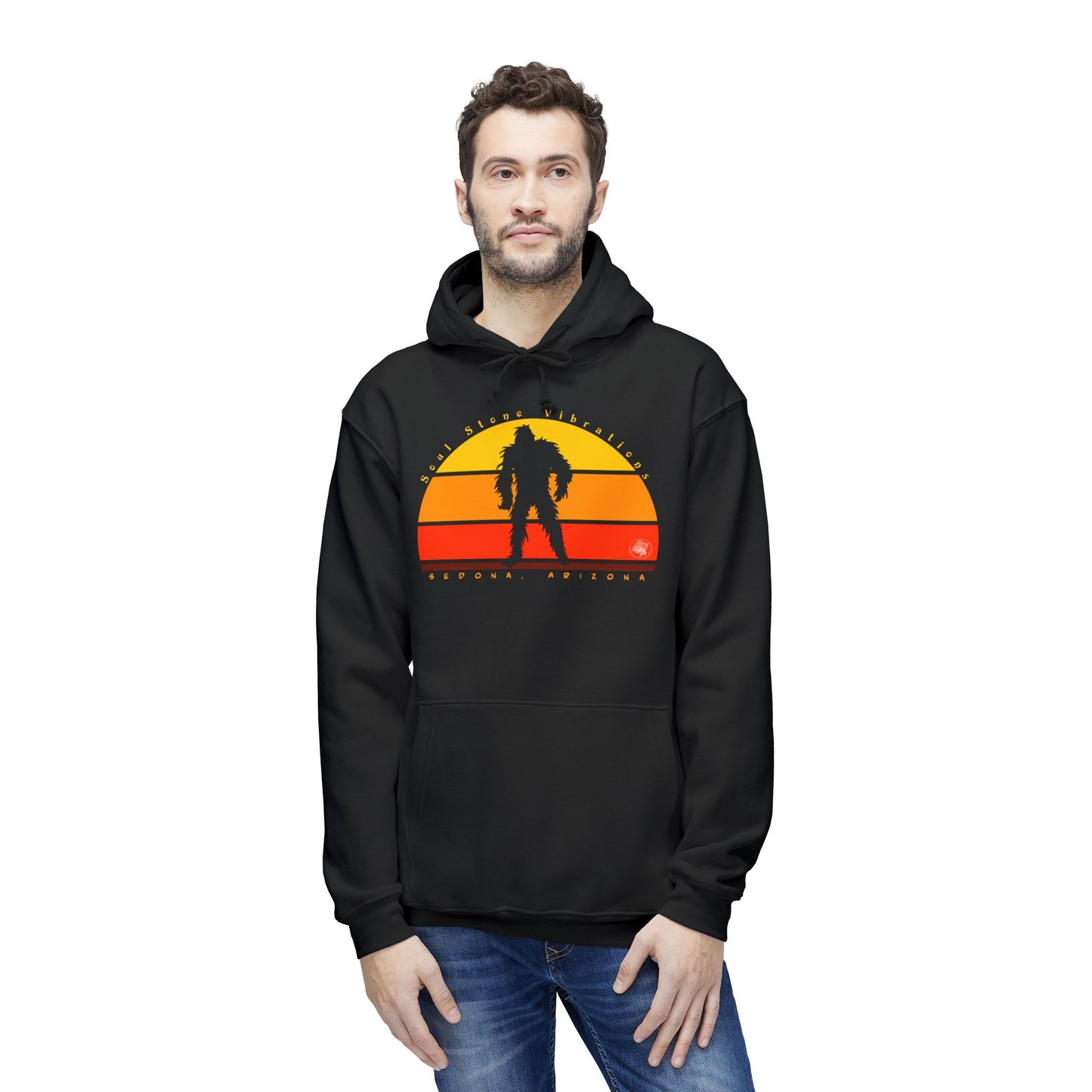 Bigfoot Red Sunset Unisex Hooded Sweatshirt, Made in US