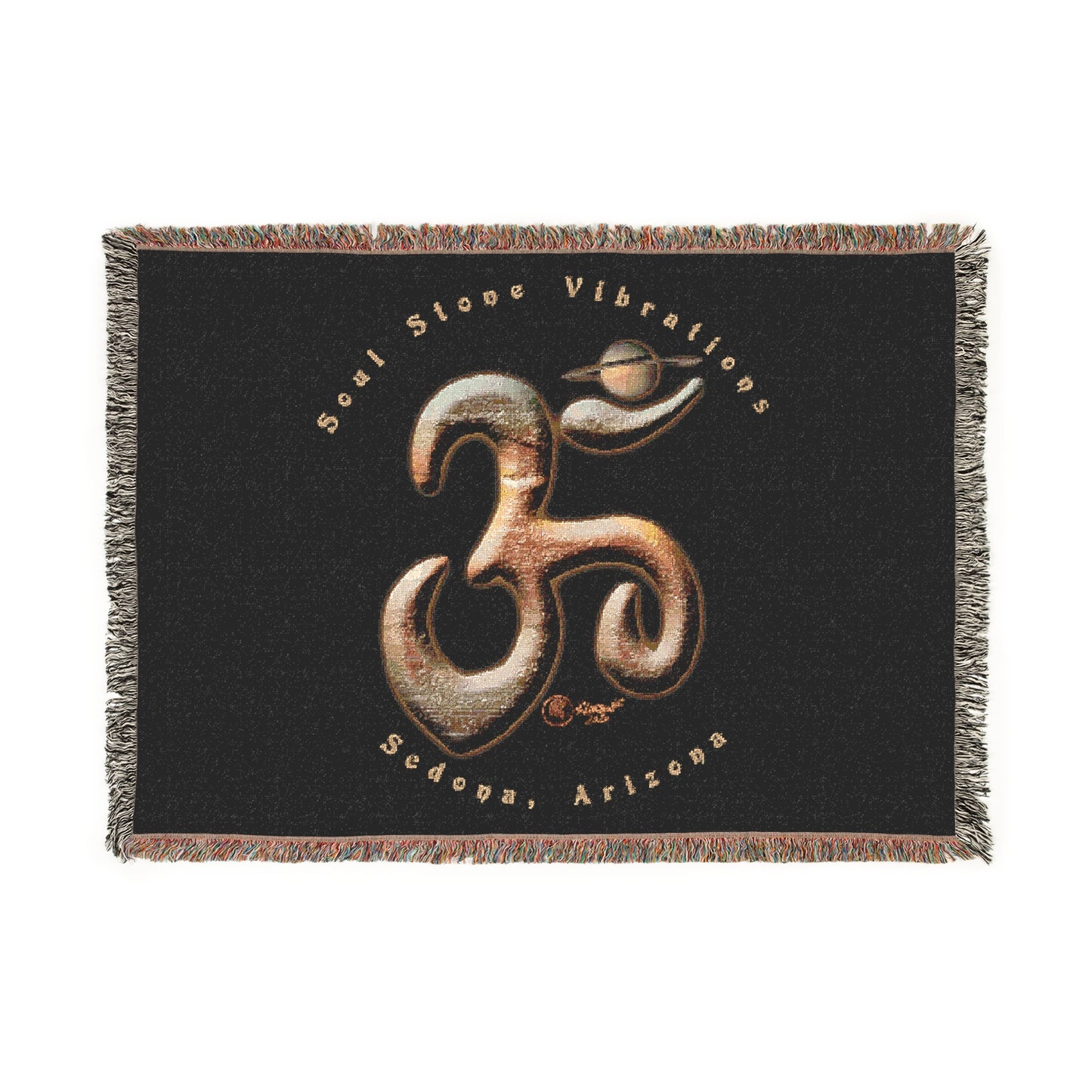 Saturn Planetary Om Woven Blanket