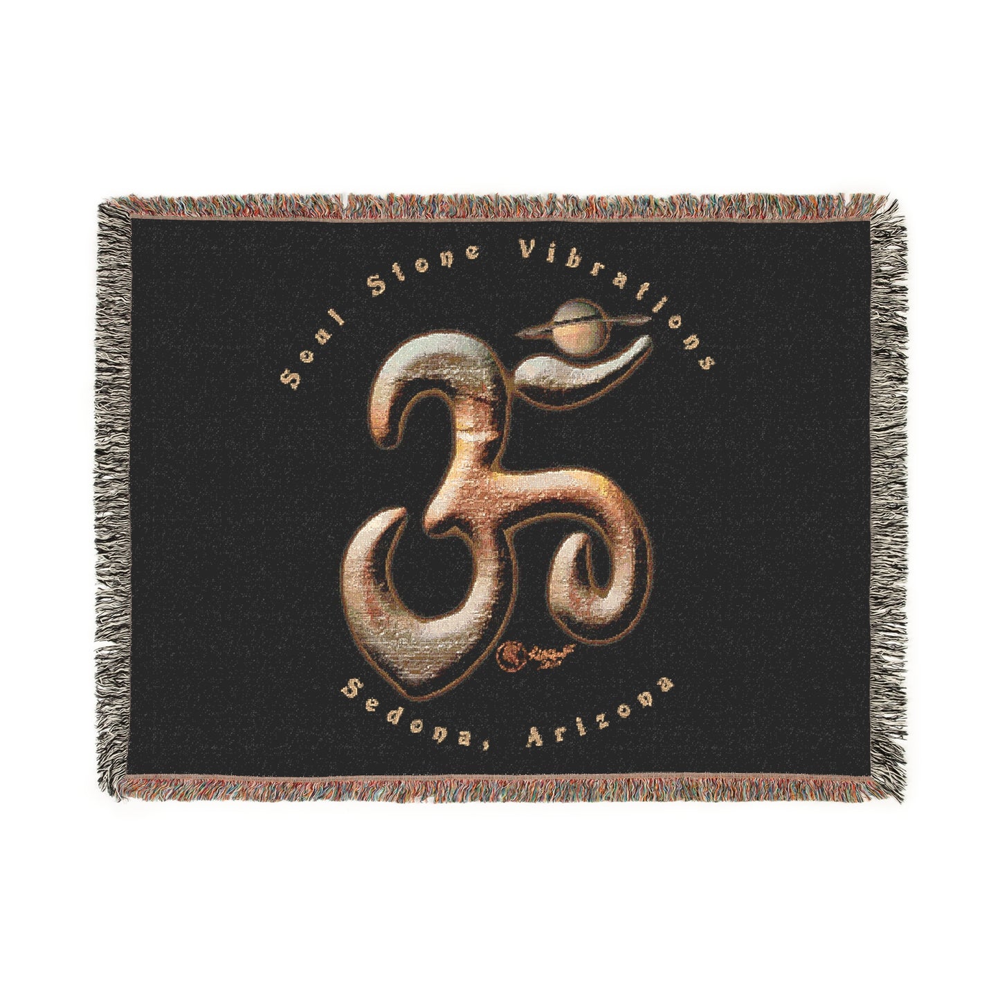 Saturn Planetary Om Woven Blanket