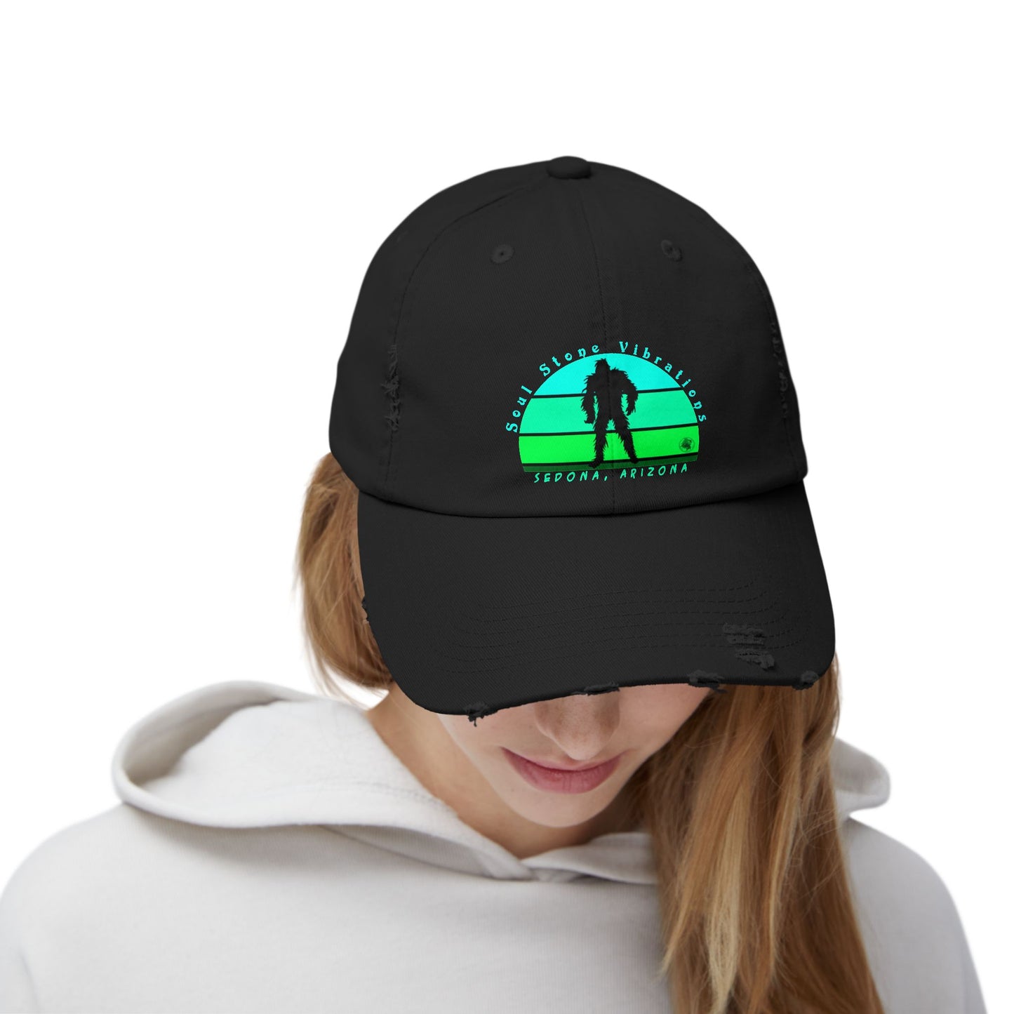 Bigfoot Forest Sky Unisex Distressed Cap