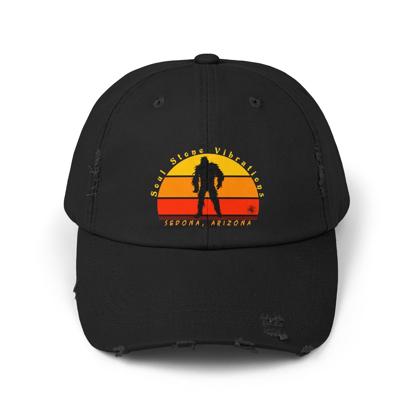 Bigfoot Red Sunset Unisex Distressed Cap