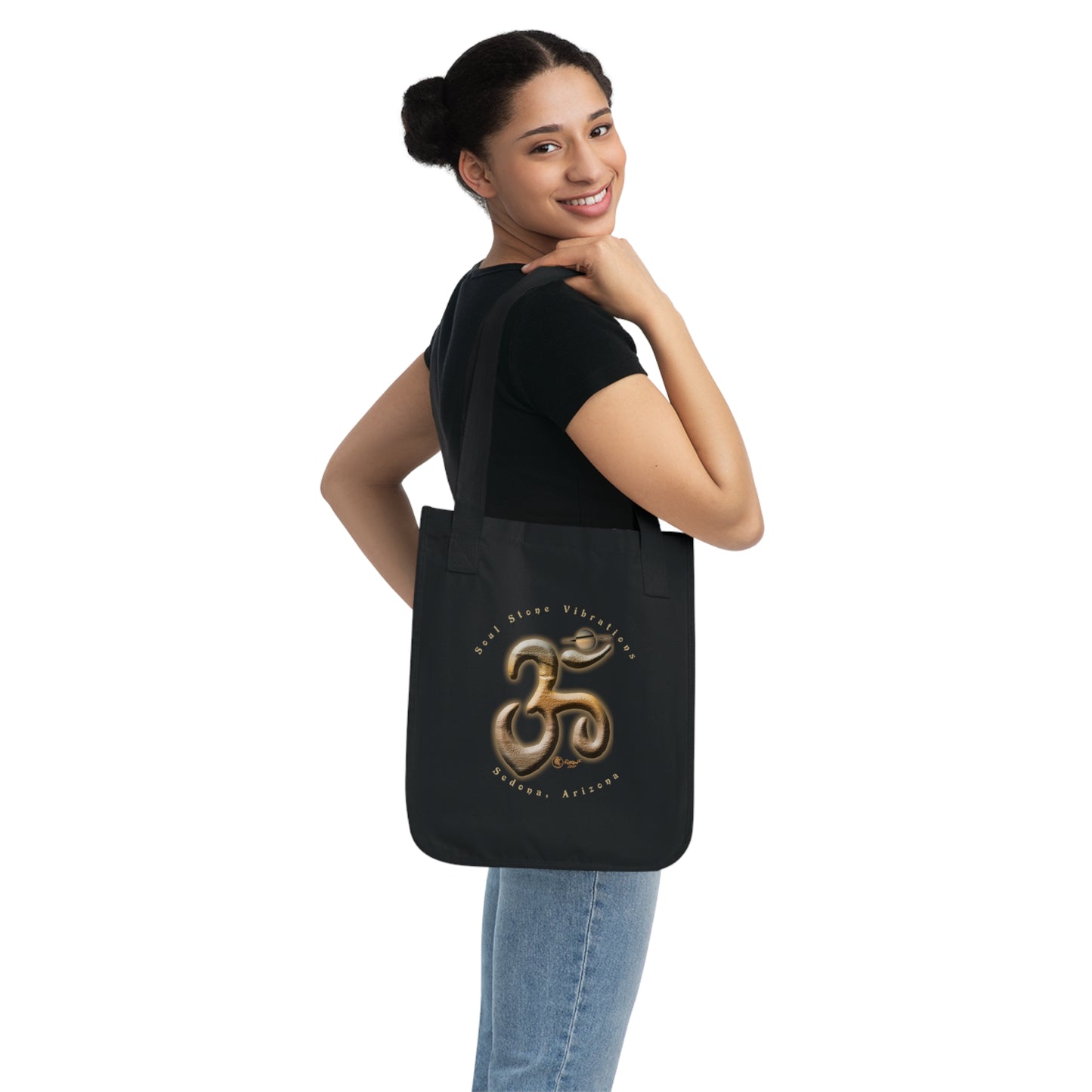 Planetary OM Saturian (Saturn) Canvas Tote Bag 100% Organic Cotton