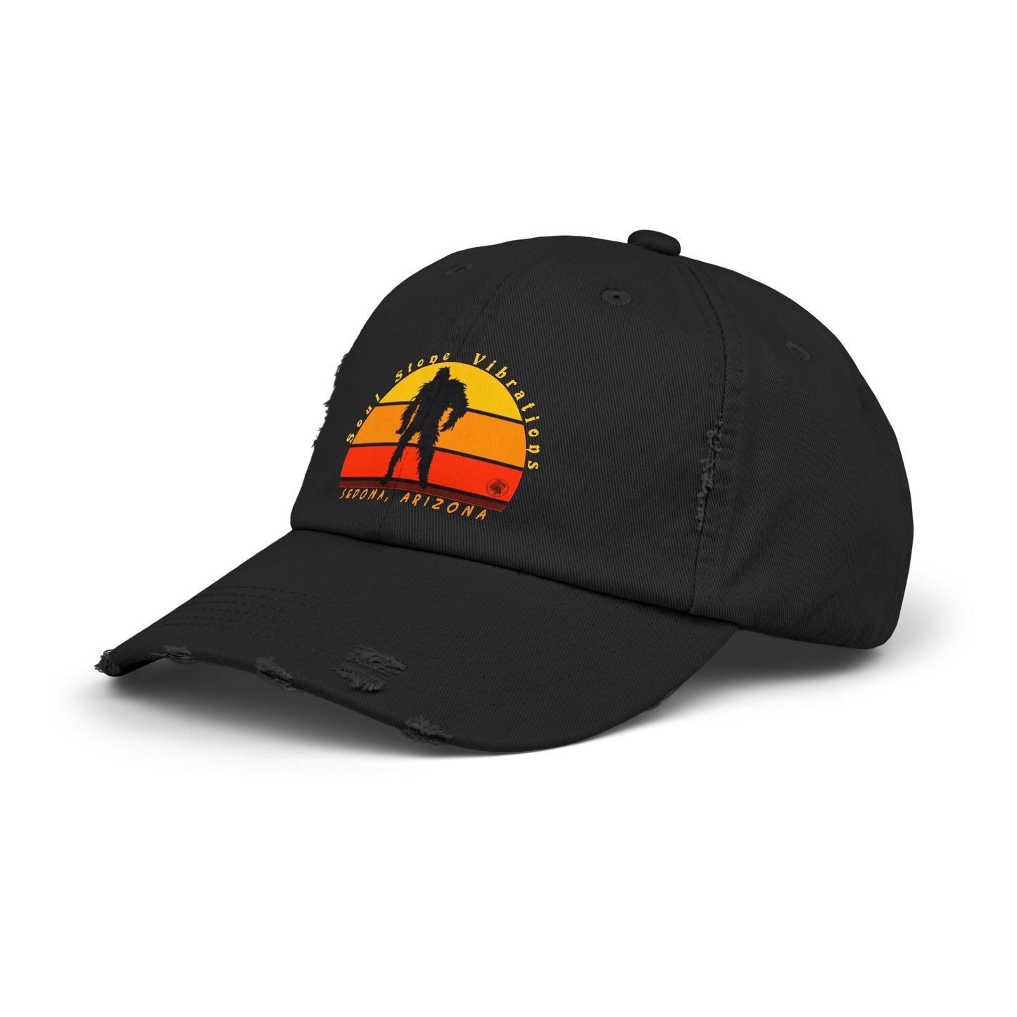 Bigfoot Red Sunset Unisex Distressed Cap