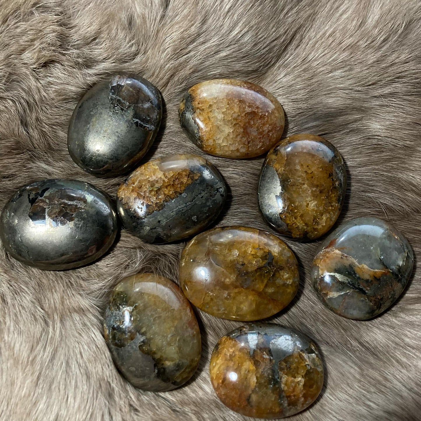 Golden Healer with Pyrite Inclusion Palm Stone