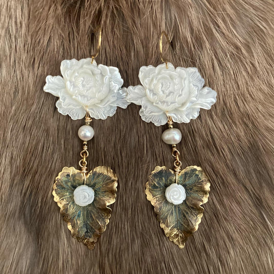 Mother of Pearl Rose Earrings